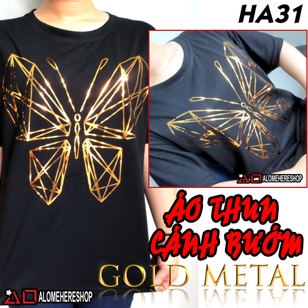 Áo Thun T-Shirt Cánh Bướm Gold Metal Siêu Nổi Bật Animal Collection